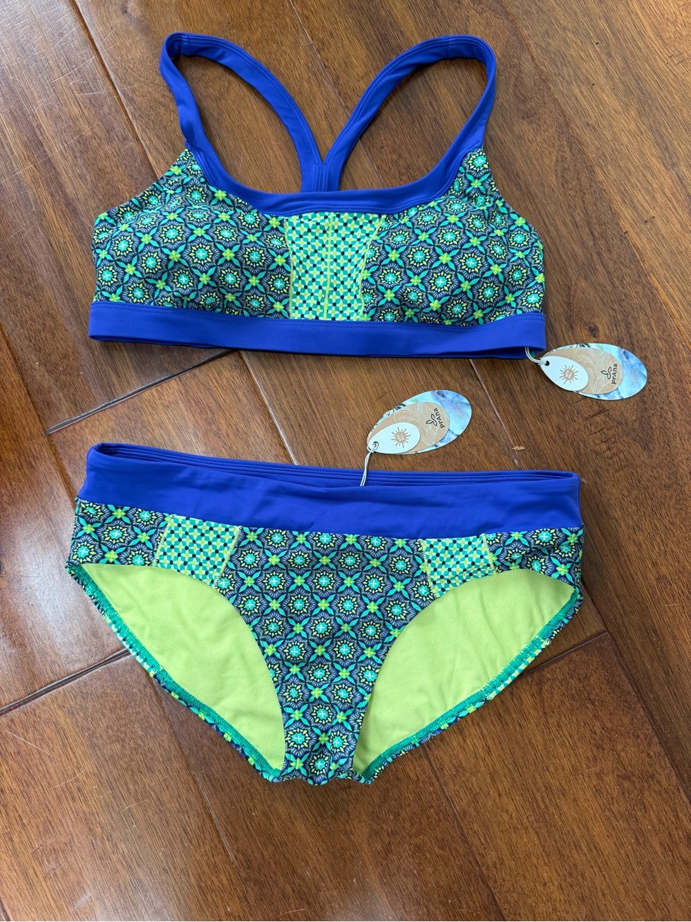 Prana Women’s Blue & Green Patterned Two-Piece Swim Set
